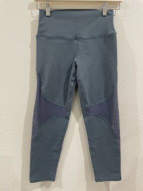 Alo Yoga Blue Leggings Yoga Pants Cropped Mesh High Waist Size Small